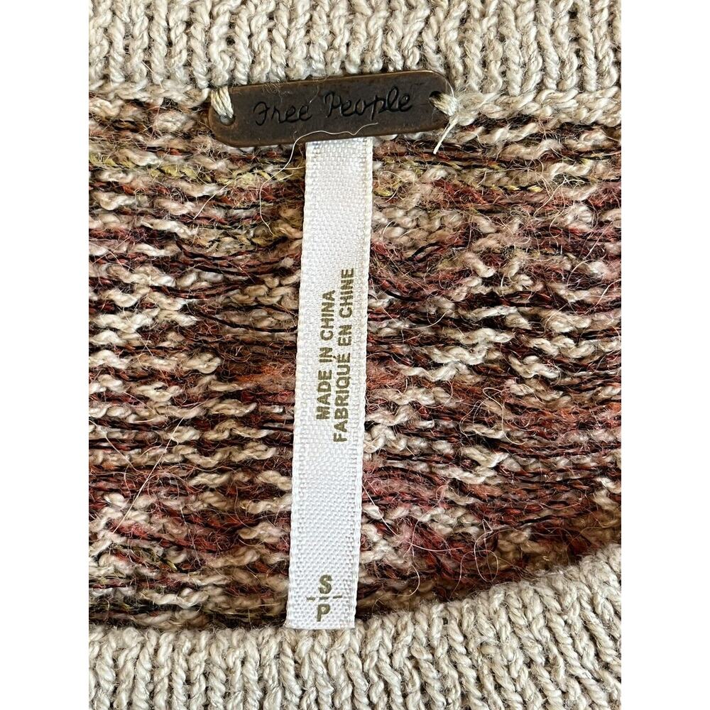 Free People Alpaca Wool Cotton Sz S Sweater Desert Rose Tan Knit Sweater Tunic - Picture 6 of 6